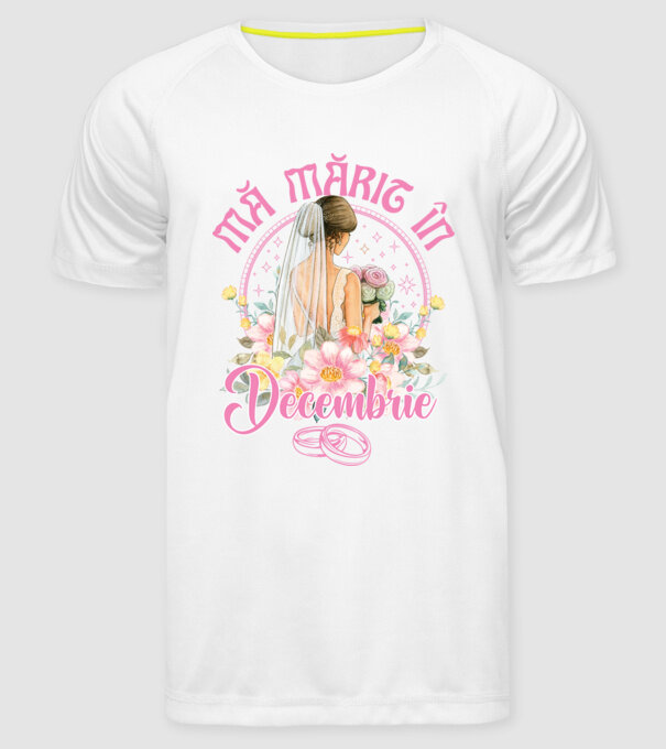 mă mărit - în decembrie model alb pe tricou