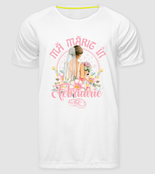 mă mărit - în februarie model alb pe tricou
