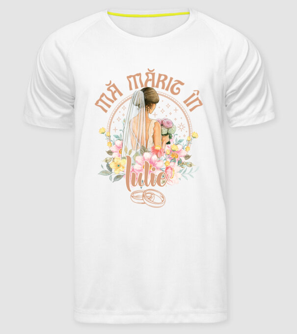 mă mărit - în iulie model alb pe tricou