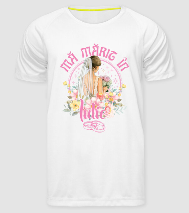 mă mărit - în iulie model alb pe tricou