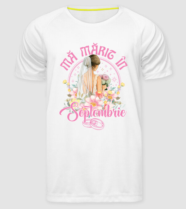 mă mărit - în septembrie model alb pe tricou