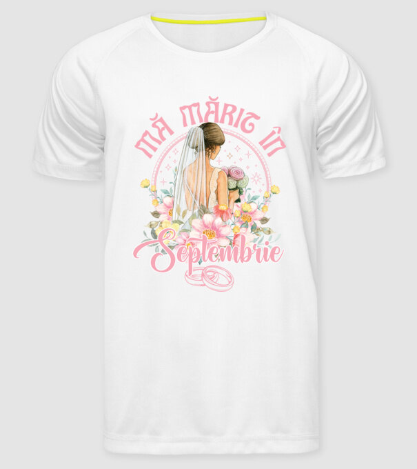 mă mărit - în septembrie model alb pe tricou