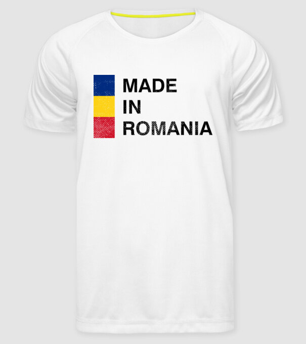 made in romania model alb pe tricou