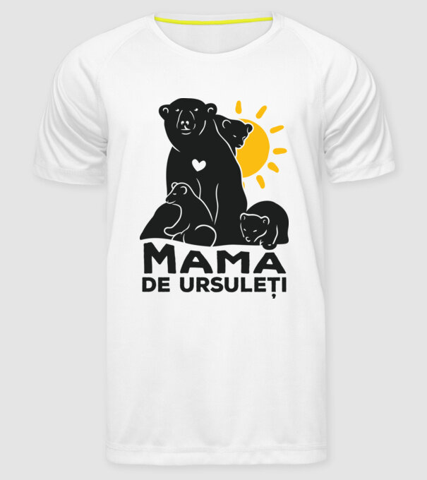 Mamă de ursuleți model alb pe tricou