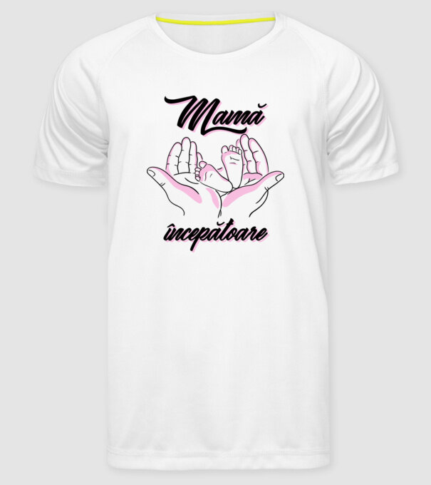 Mamă începătoare model alb pe tricou