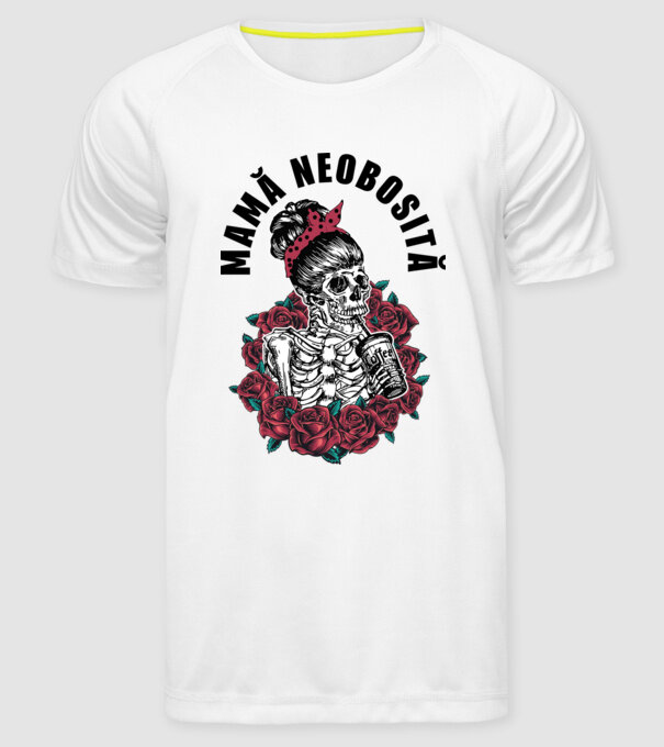 Mamă neobosită model alb pe tricou