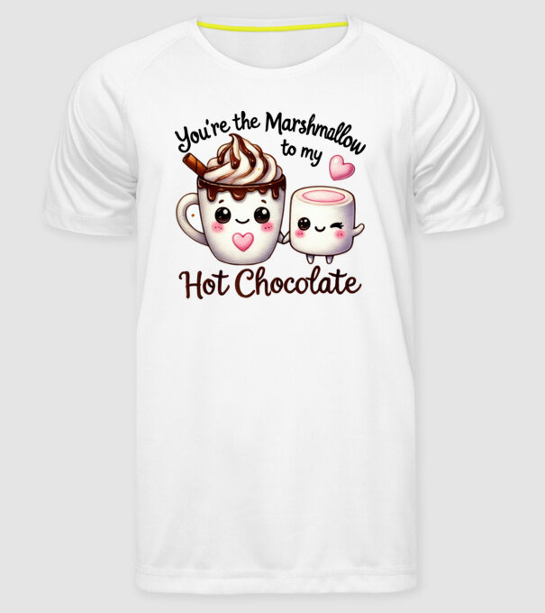 Marshmallow to my Hot Chocolate model alb pe tricou