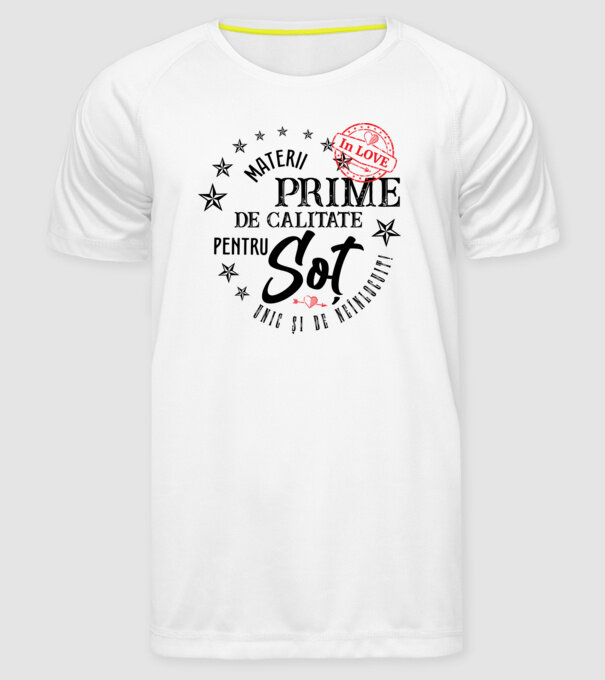 Materii prime de calitate pentru soț model alb pe tricou