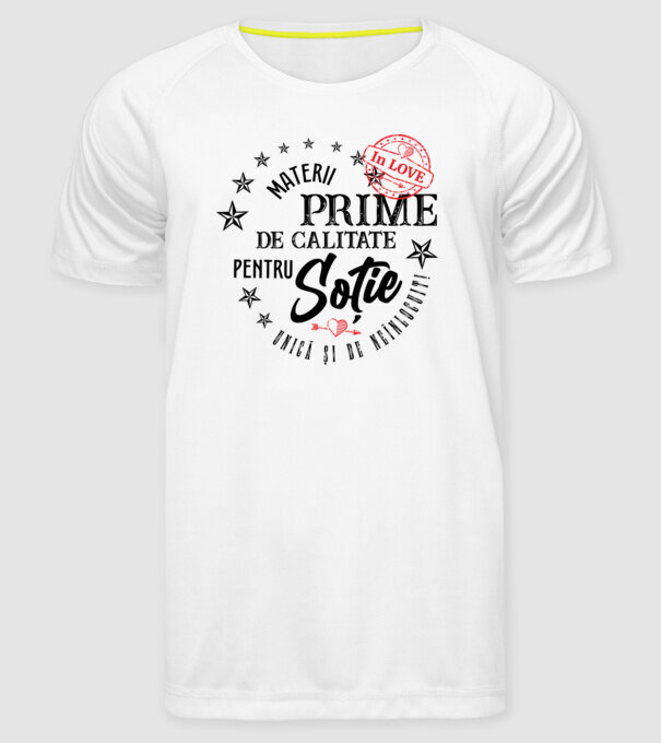 Materii prime de calitate pentru soție model alb pe tricou