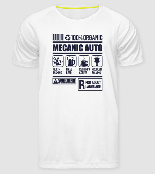 MECANIC AUTO model alb pe tricou