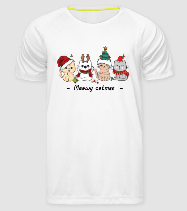 Meowy catmas 2 model alb pe tricou