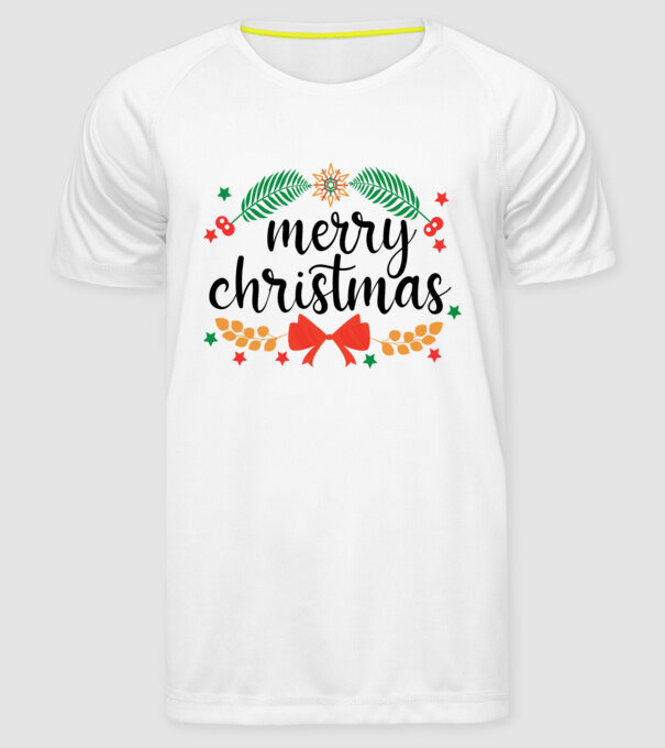 Merry christmas model alb pe tricou