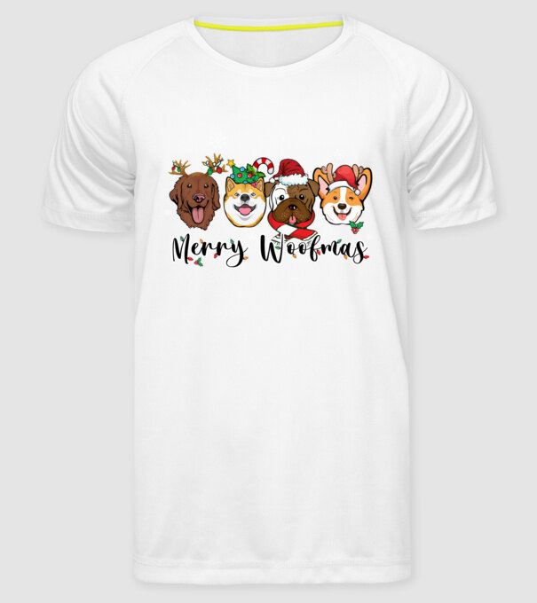 Merry woofmas 2 model alb pe tricou