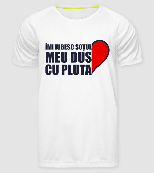 Îmi iubesc soțul meu dus cu pluta model alb pe tricou
