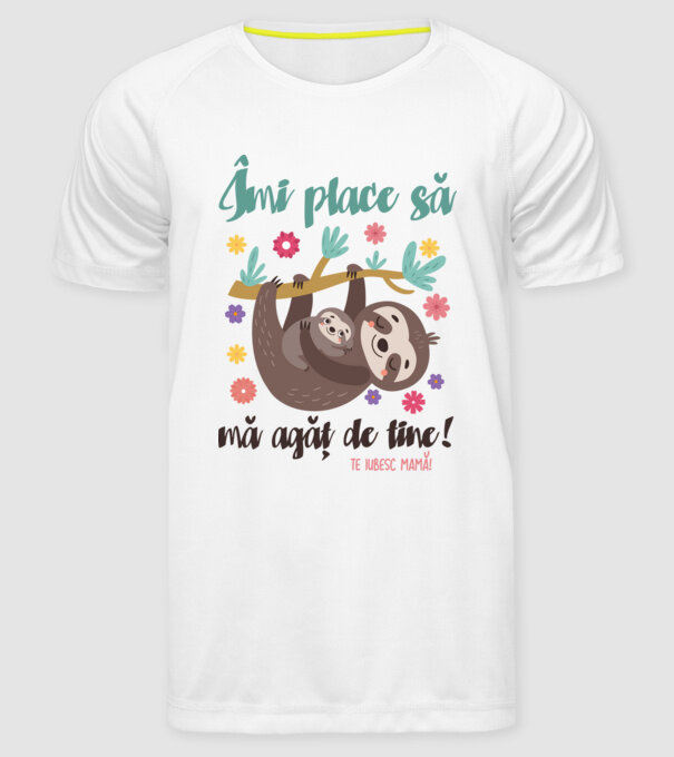 Îmi place că te agăți de mine! model alb pe tricou