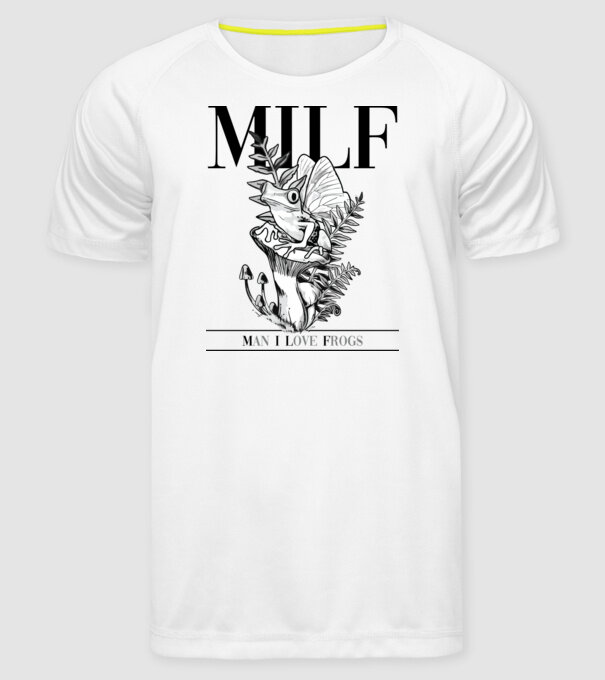 MILF man i love frogs model alb pe tricou