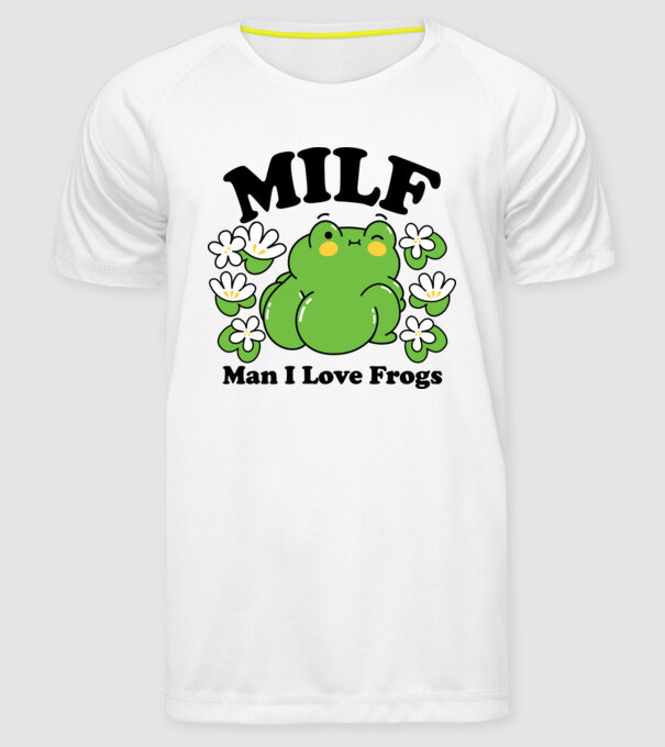 MILF man i love frogs model alb pe tricou