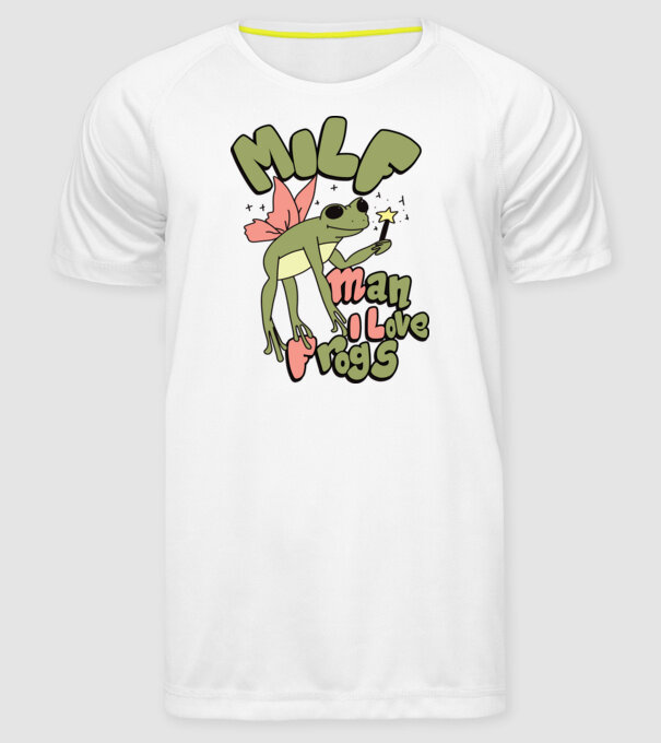 MILF man i love frogs model alb pe tricou