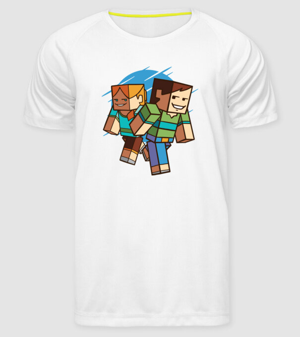 Minecraft model alb pe tricou