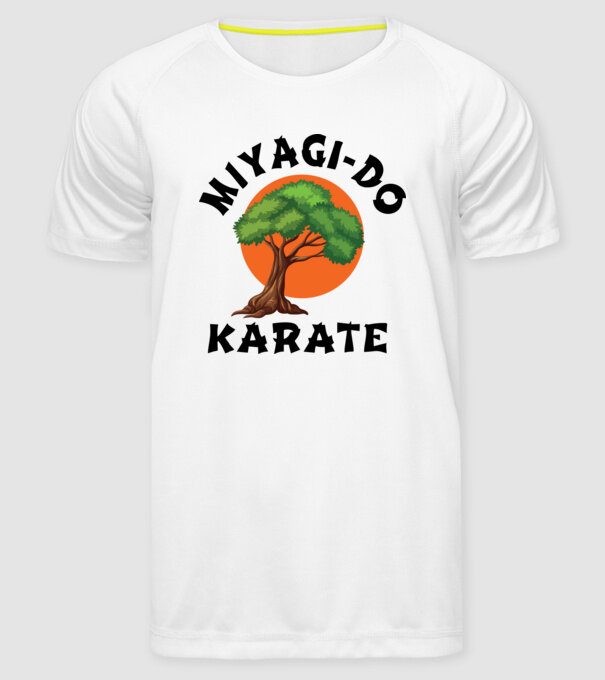 Miyagi-do karate logo model alb pe tricou