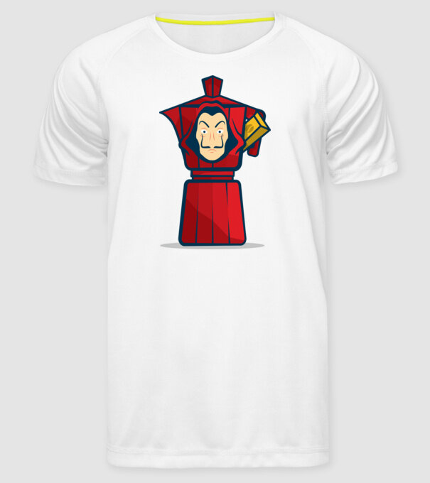 money heist coffee model alb pe tricou