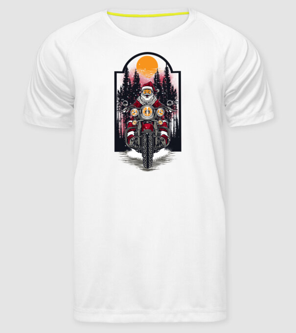 Motor santa model alb pe tricou