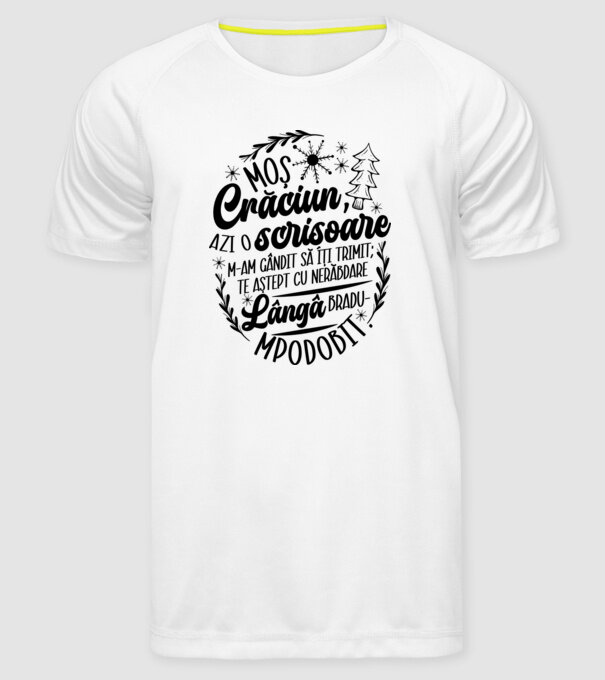 Moş Crăciun model alb pe tricou