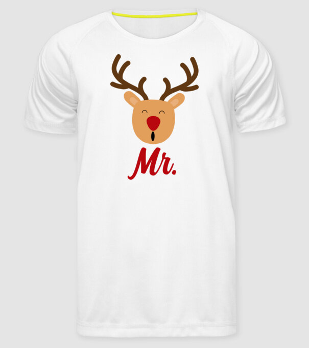 Mr. Reindeer Christmas couple model alb pe tricou