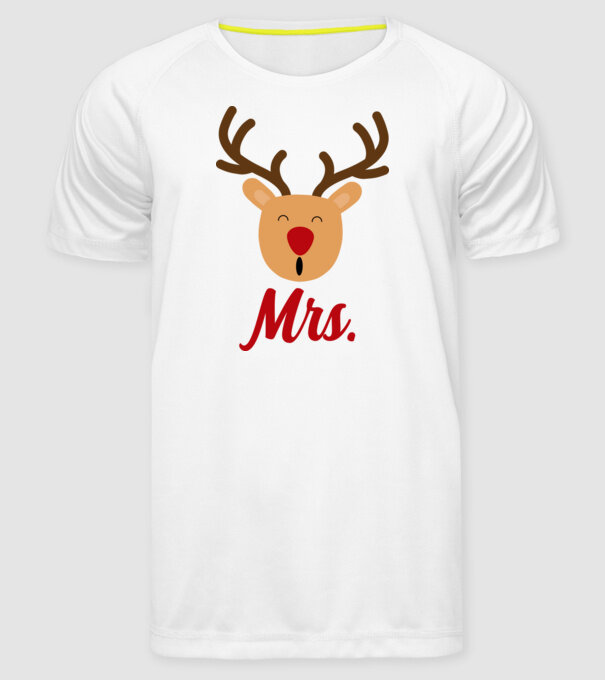 Mrs Reindeer christmas couple model alb pe tricou