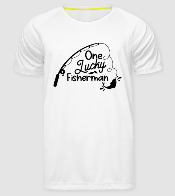 One lucky Fisherman model alb pe tricou