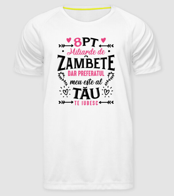 Opt miliarde de zâmbete model alb pe tricou