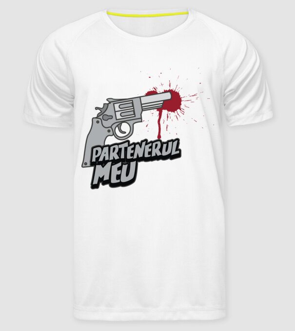 partenerul meu model alb pe tricou
