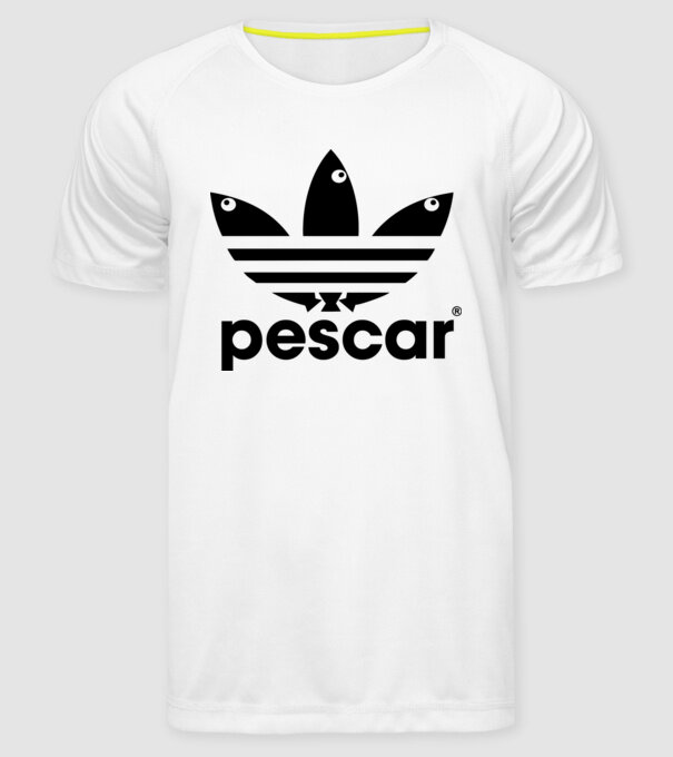 Pescar original model alb pe tricou