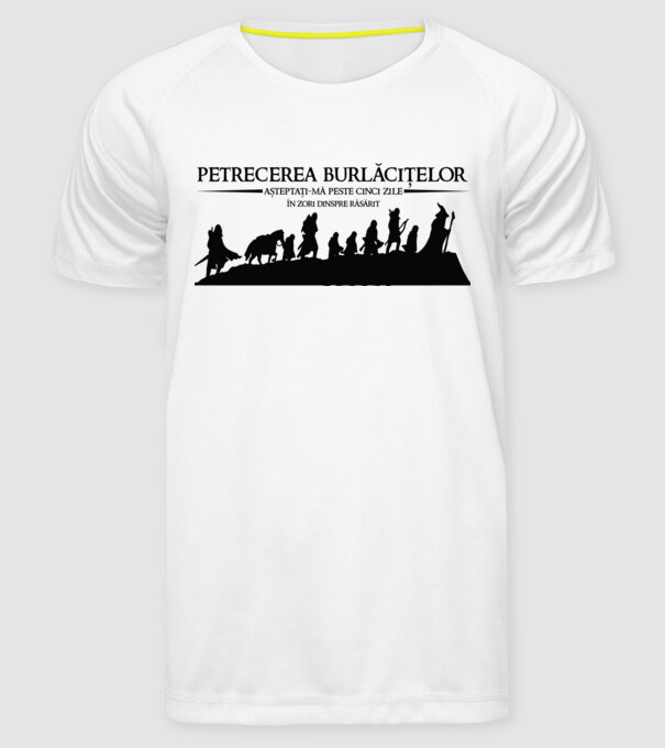 petrecerea burlăcițelor - așteptați-mă peste cinci zile - în zori dinspre răsărit model alb pe tricou