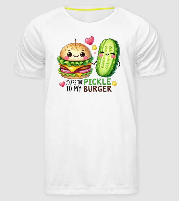 Pickle to my Burger model alb pe tricou