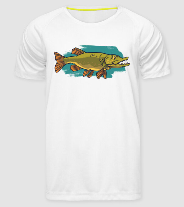Pike model alb pe tricou