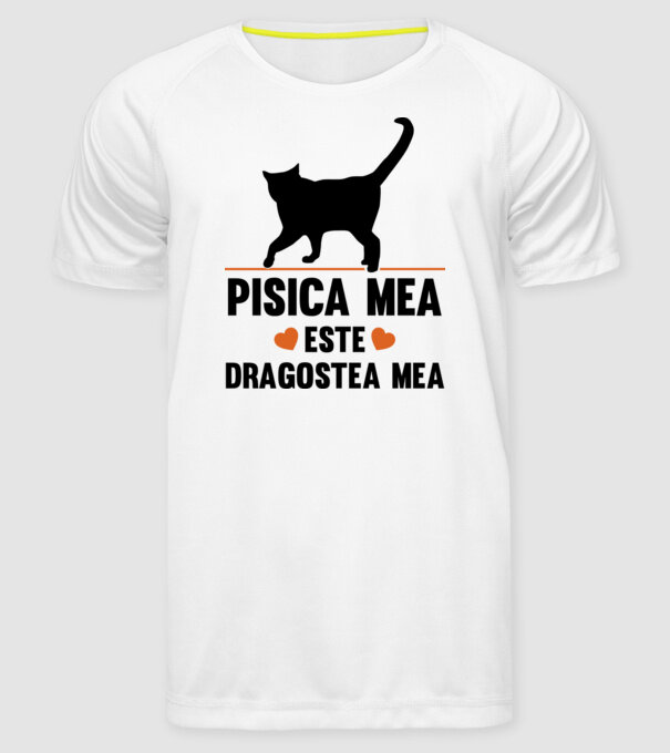 Pisica mea este dragostea mea model alb pe tricou