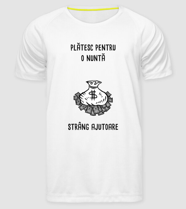plătesc pentru o nuntă, strâng ajutoare model alb pe tricou