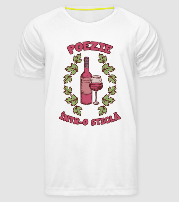 Poezie într-o sticlă model alb pe tricou