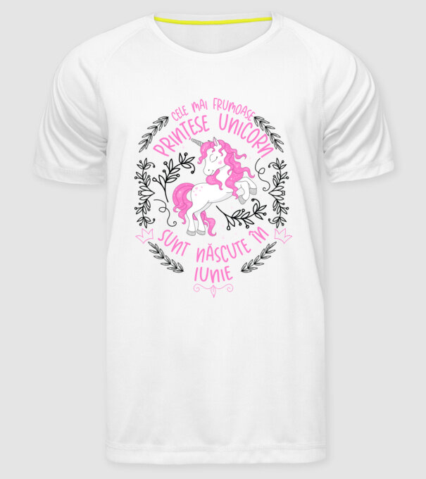 Cele mai frumoase prințese unicorn sunt născute în Iunie model alb pe tricou