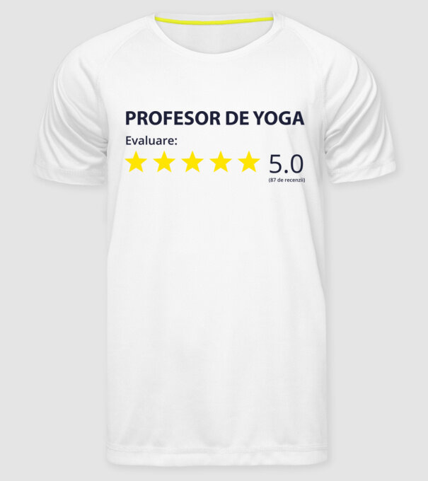 profesor de yoga evaluare model alb pe tricou