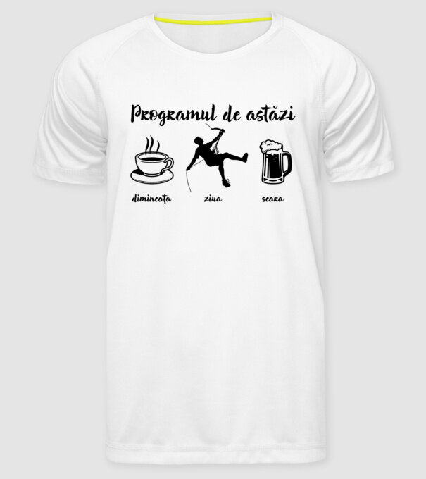 programul de astăzi: dimineața, ziua, seara model alb pe tricou