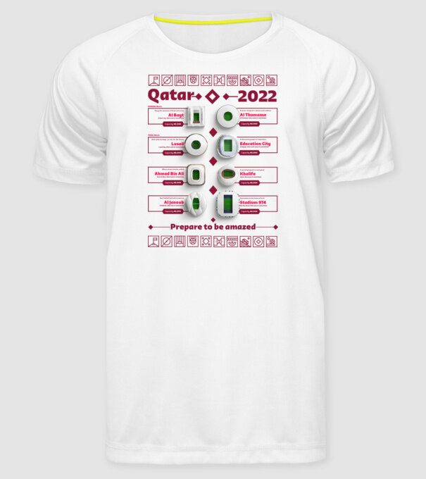 Qatar 2022 Stadiums white model alb pe tricou