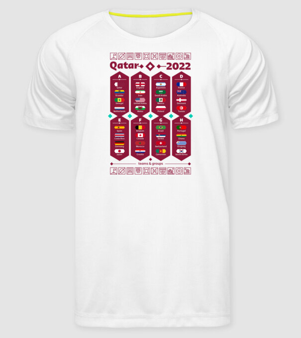 Qatar 2022 teams - groups white model alb pe tricou