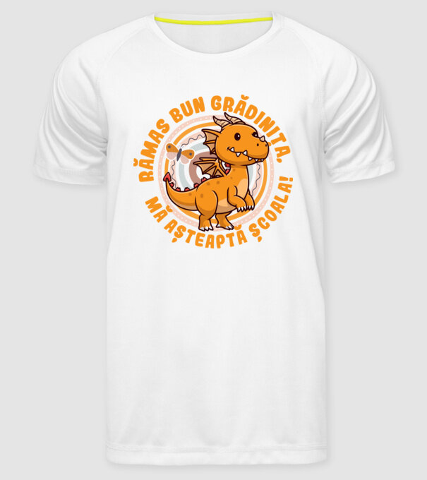 Rămas bun grădiniță, mă așteaptă școala! model alb pe tricou