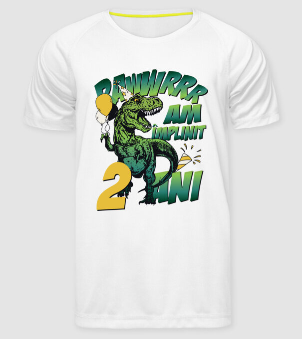 Rawr Am împlinit 2 ani model alb pe tricou
