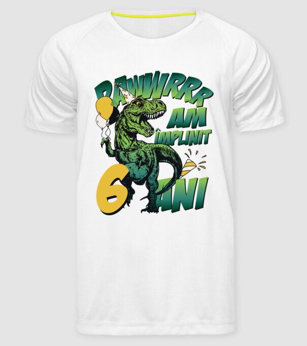 Rawr Am împlinit 6 ani model alb pe tricou