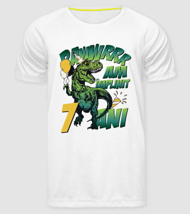 Rawr Am împlinit 7 ani model alb pe tricou