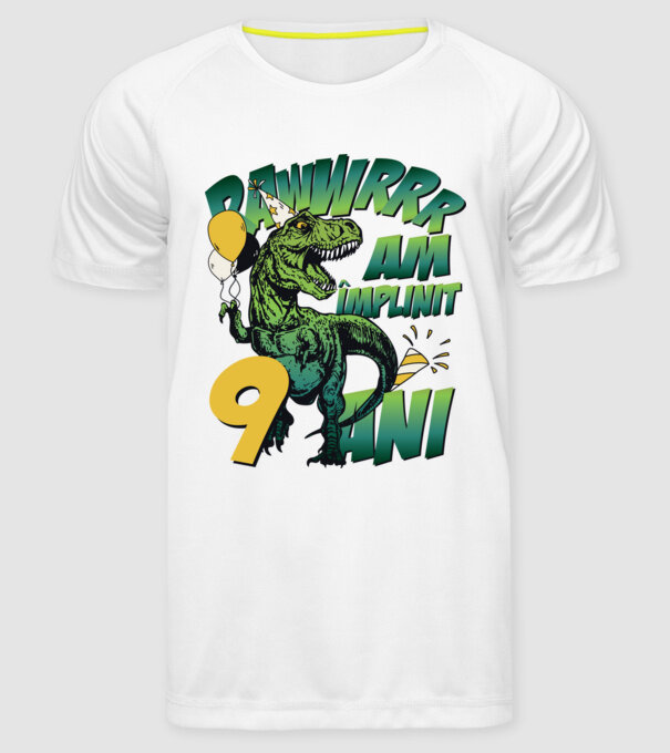 Rawr Am împlinit 9 ani model alb pe tricou