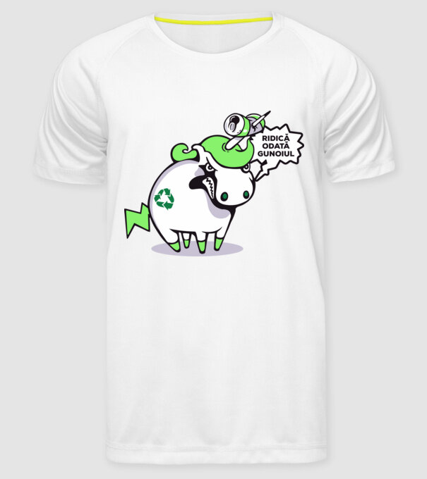 Ridică odată gunoiul model alb pe tricou